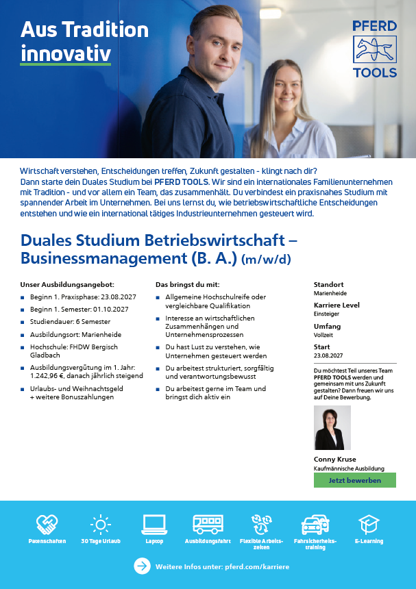 August Rüggeberg GmbH & Co. KG: Duales Bachelor-Studium Betriebswirtschaft – Business Management (B.A.)