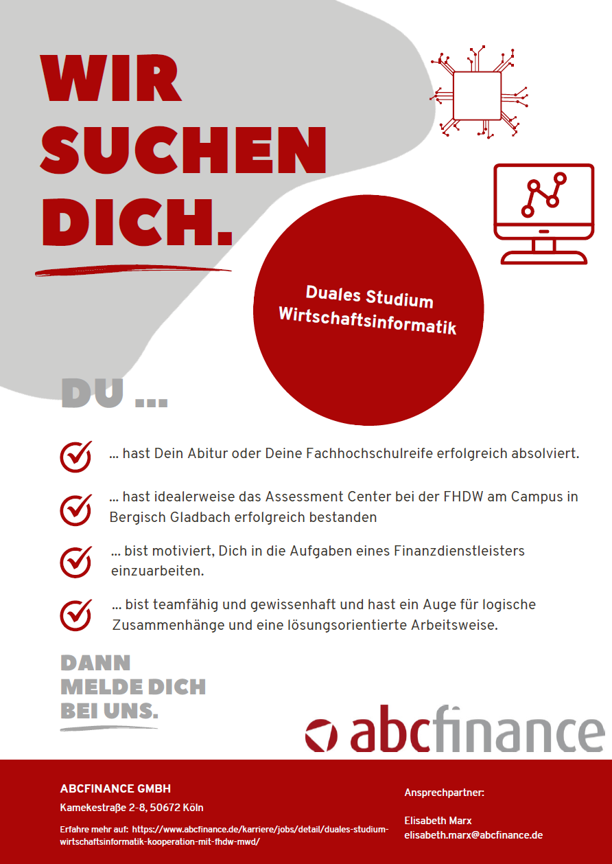 abc finance GmbH: Duales Bachelor-Studium Wirtschaftsinformatik (B.Sc.)