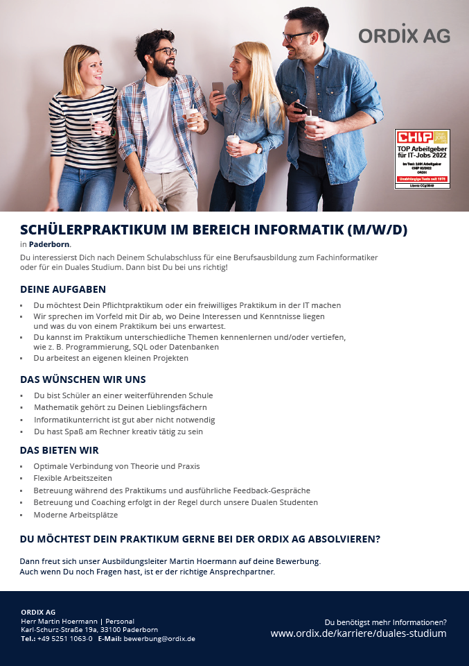 ORDIX AG: Schüler*innenpraktikum im IT-Bereich