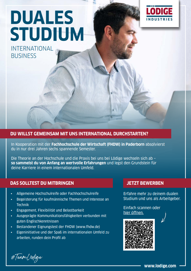 Lödige Industries GmbH: Duales Bachelor-Studium Betriebswirtschaft – International Business (B.A.)