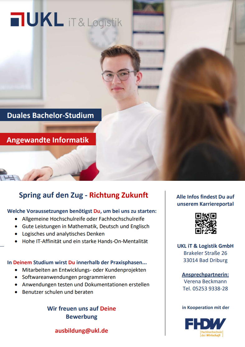UKL iT & Logistik GmbH: Duales Studium Angewandte Informatik (B.Sc.)