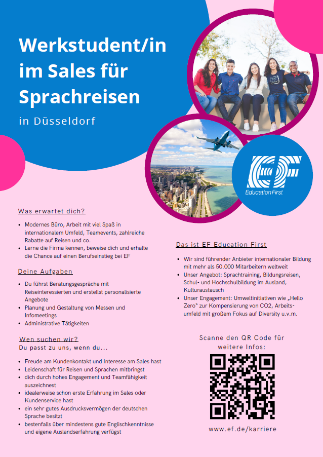 EF Education First: Werkstudent*innen-Tätigkeit im Bereich Sales