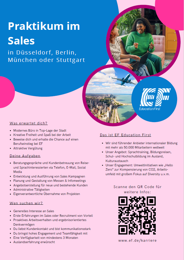 EF Education First: Praktikum im Bereich BWL – Sales
