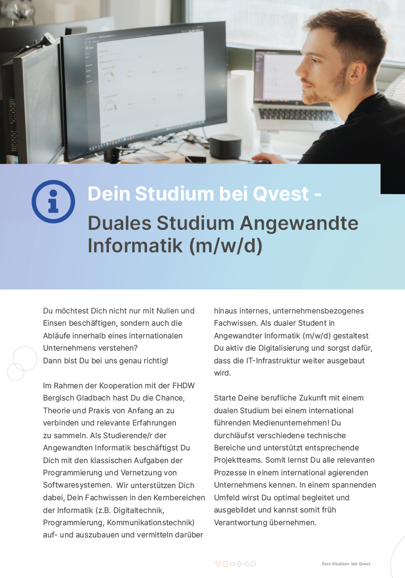 Qvest Group GmbH: Duales Studium Angewandte Informatik (B.Sc.)
