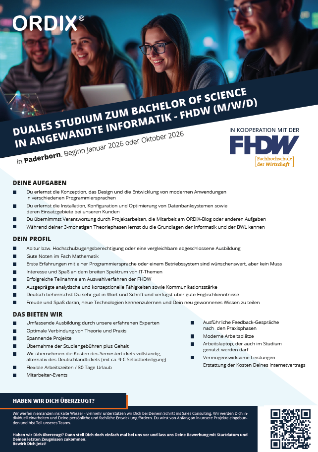 ORDIX AG: Duales Bachelor-Studium Angewandte Informatik (B.Sc.)