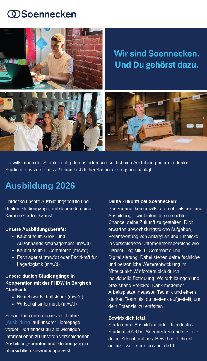 Soennecken eG: Duales Bachelor-Studium Betriebswirtschaft (B.A.) oder Wirtschaftsinformatik (B.Sc.)