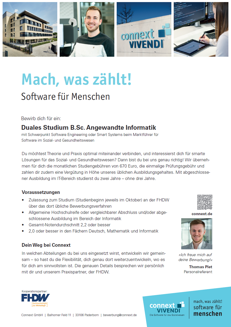 Connext Communication GmbH: Duales Bachelor-Studium Angewandte Informatik (B.Sc.)