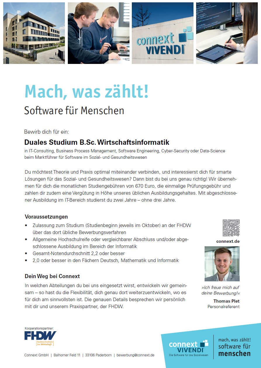 Connext Communication GmbH: Duales Bachelor-Studium Wirtschaftsinformatik (B.Sc.)