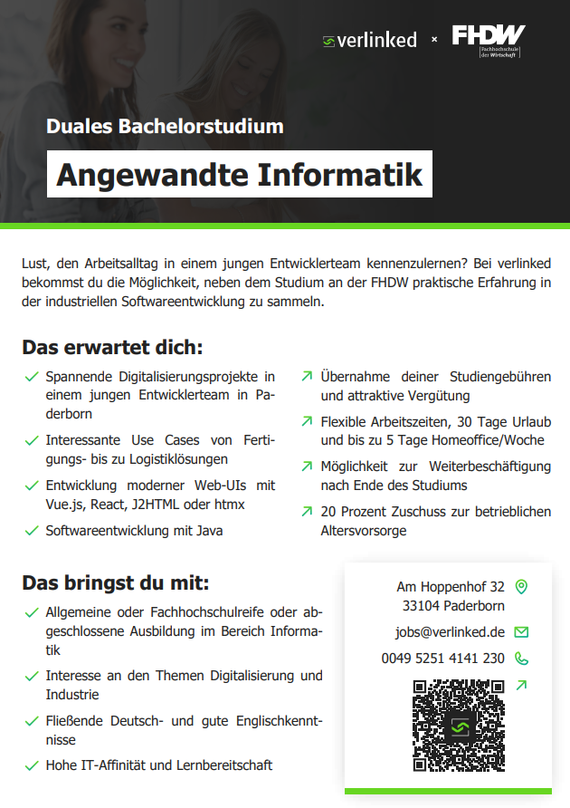 verlinked GmbH: Duales Bachelor-Studium Angewandte Informatik (B.Sc.)