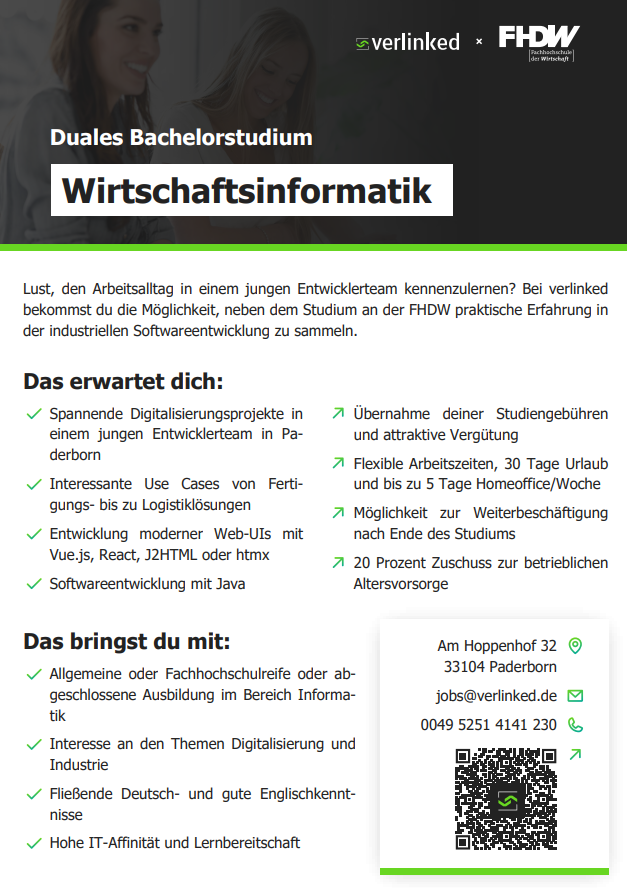verlinked GmbH: Duales Bachelor-Studium Wirtschaftsinformatik (B.Sc.)