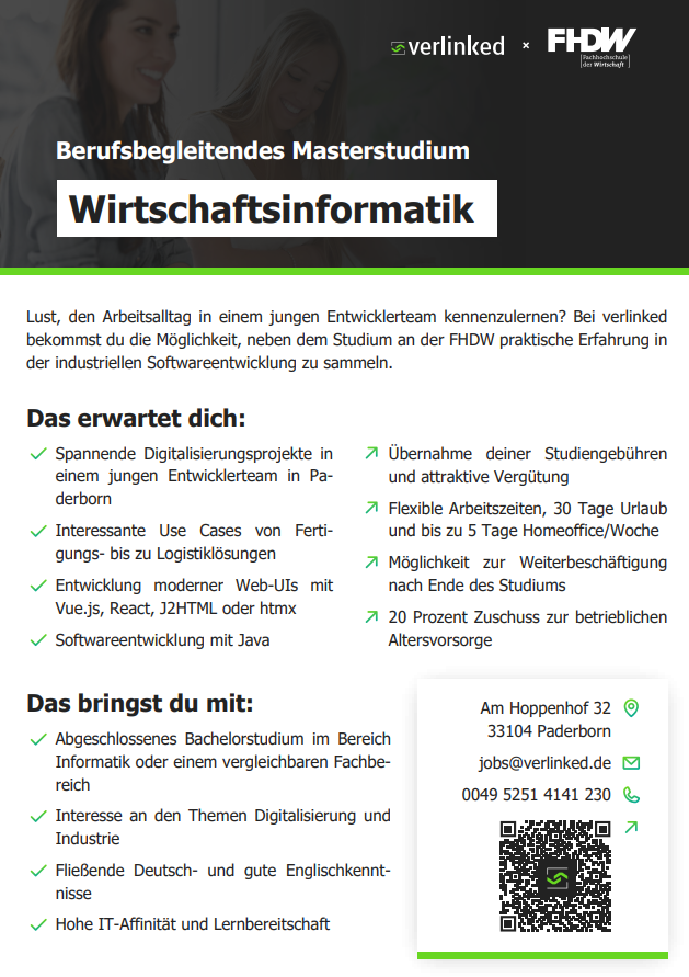 verlinked GmbH: Berufsbegleitendes Master-Studium Wirtschaftsinformatik