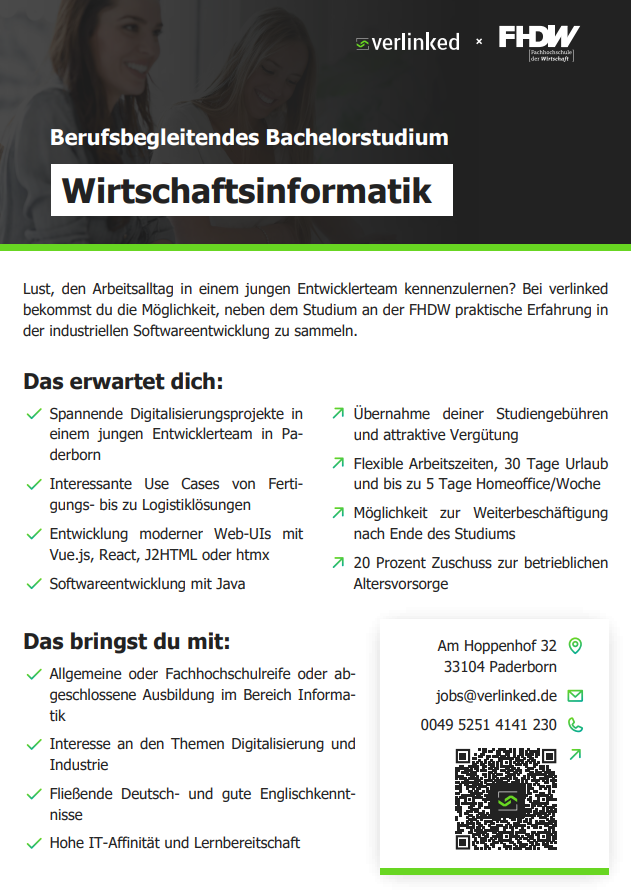 verlinked GmbH: Berufsbegleitendes Bachelor-Studium Wirtschaftsinformatik