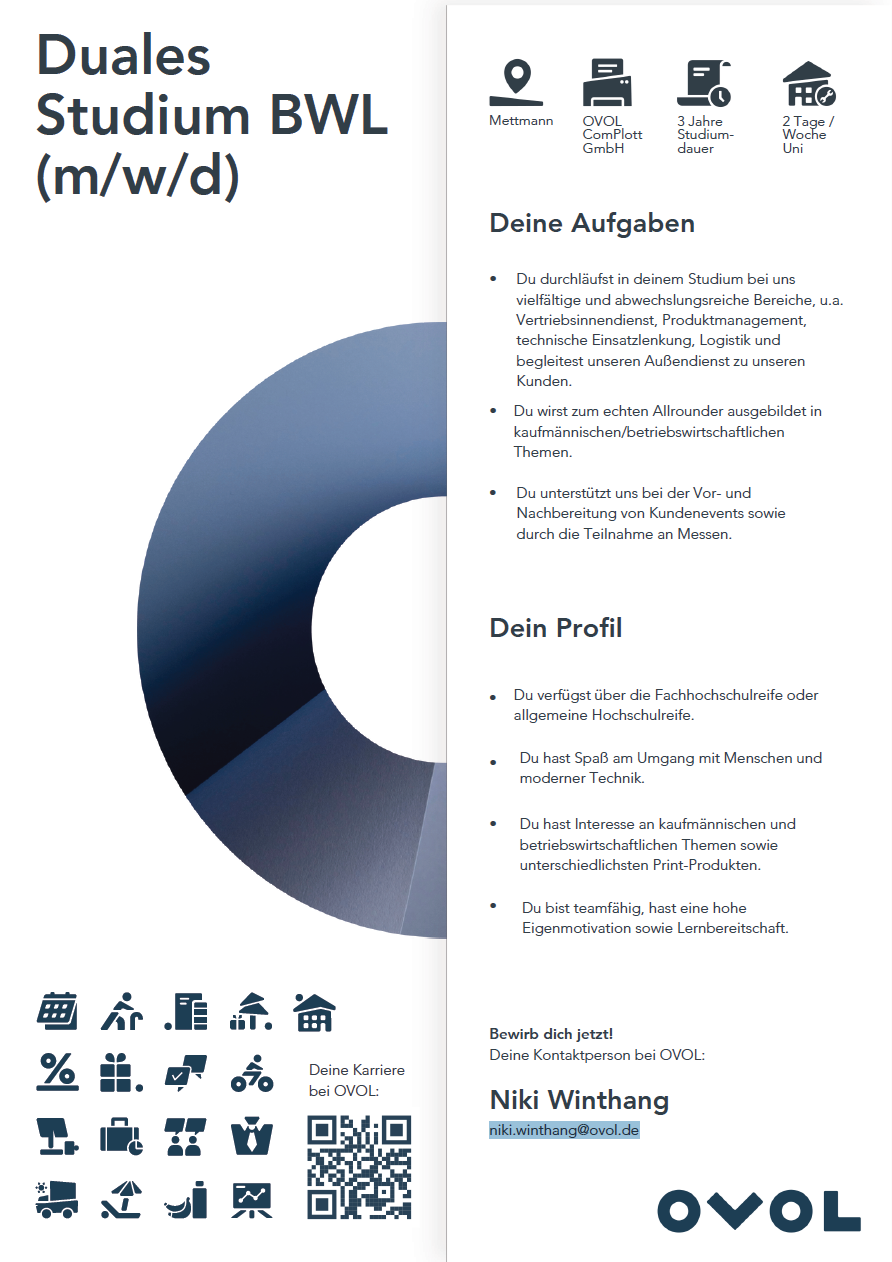 OVOL ComPlott GmbH: Duales Bachelor-Studium Betriebswirtschaft (B.A.)