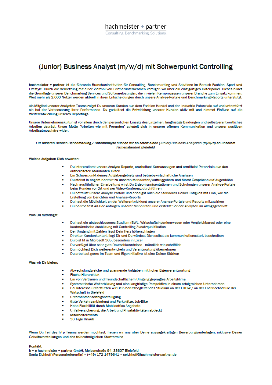 h+p hachmeister + partner GmbH: Berufsbegleitendes Bachelor-Studium Betriebswirtschaft (B.A.) oder berufsbegleitendes Master-Studium Betriebswirtschaft (M.A.)