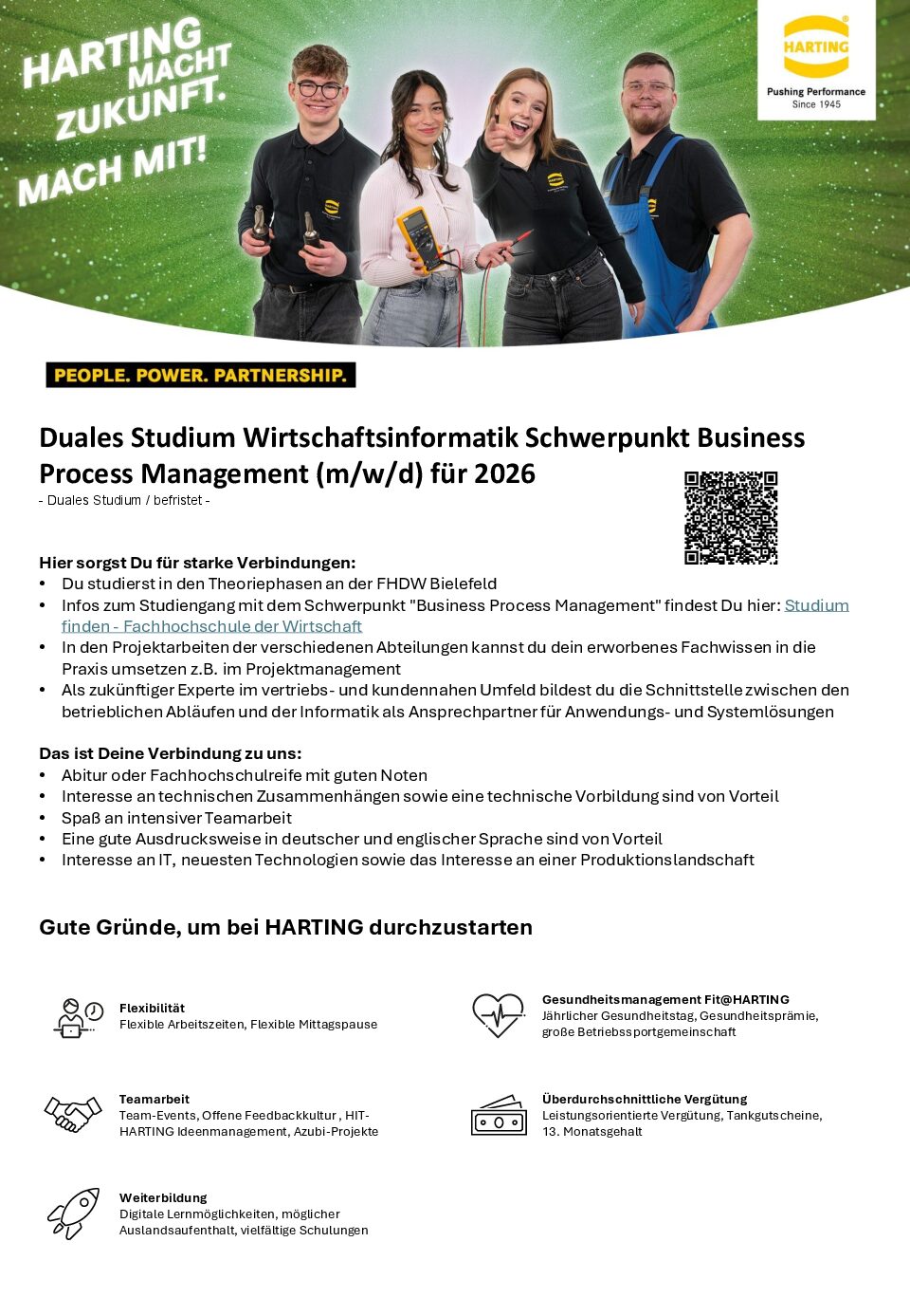 HARTING Technologiegruppe: Duales Bachelor-Studium Wirtschaftsinformatik – Business Process Management(B.Sc.)